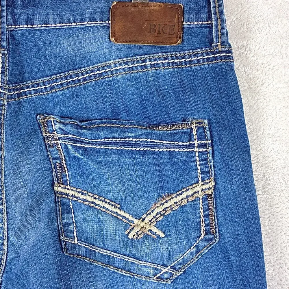 BKE Jeans Mens 34L Carter Faded Whiskered Stretch Western Cowboy Classic Y2K
